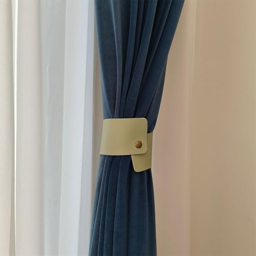 2 Stück Leder Vorhang Raffhalter Vorhang Schnalle Vintage Vorhang Raffhalter Leder Gardinenstange Halter für Zuhause Wohnzimmer Schlafzimmer (Grün) von Ueiwffzo
