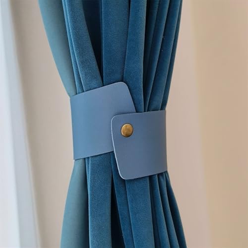 2 Stück Leder Vorhang Raffhalter Vorhang Schnalle Vintage Vorhang Raffhalter Leder Gardinenstange Halter für Zuhause Wohnzimmer Schlafzimmer (Pfau blau) von Ueiwffzo