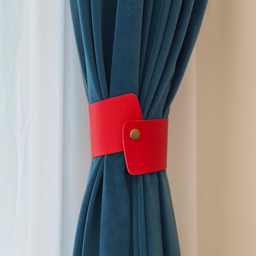 2 Stück Leder Vorhang Raffhalter Vorhang Schnalle Vintage Vorhang Raffhalter Leder Gardinenstange Halter für Zuhause Wohnzimmer Schlafzimmer (Rot) von Ueiwffzo