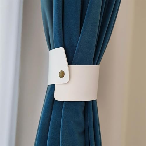 2 Stück Leder Vorhang Raffhalter Vorhang Schnalle Vintage Vorhang Raffhalter Leder Gardinenstange Halter für Zuhause Wohnzimmer Schlafzimmer (Weiß) von Ueiwffzo