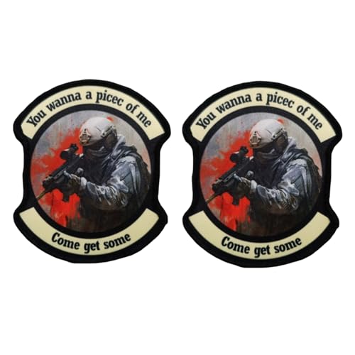 2 Stück Patches Klett, 'Come get some' Stickerei Aufnäher, Militär Aufkleber Abzeichen, Moral-Patch für Taktische Kleidung Rucksack Baseballkappe Unifor von Ueiwffzo