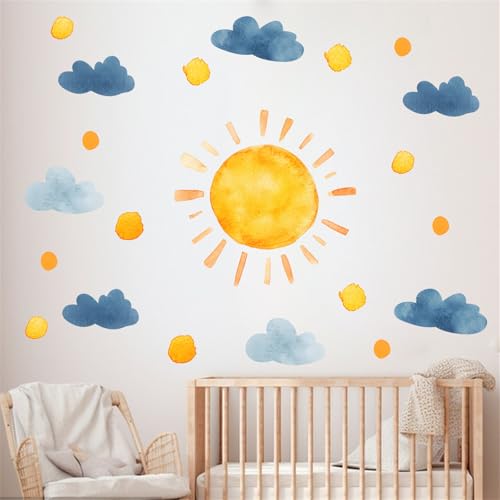 DIY Wandtattoo Sonne Wandaufkleber Wolke Wand Aufkleber Wanddekor für Schlafzimmer Kinderzimmer Decor von Ueiwffzo