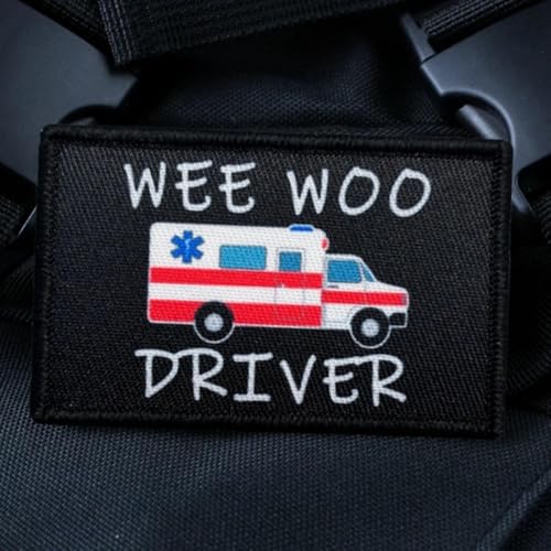 Fahrer Feuerwehrauto Krankenwagen Patches Klett Militär Fun Patch Für Taktische Kleidung Rucksack Baseballkappe Weste Hundegeschirr (WEE WOO DRIVER) (CUSTOM-0496) von Ueiwffzo