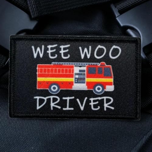 Fahrer Feuerwehrauto Krankenwagen Patches Klett Militär Fun Patch Für Taktische Kleidung Rucksack Baseballkappe Weste Hundegeschirr (WEE WOO DRIVER) (CUSTOM-0497) von Ueiwffzo