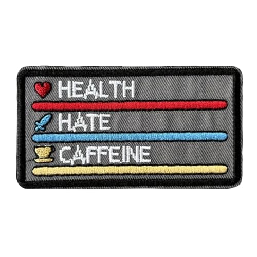 HEALTH HATE CAFFEINE Stickerei Klett Patch Hook and Loop Patches Klett Militär für Kappen, Rucksäcke, Kleidung, Westen, Militäruniformen HEALTH HATE CAFFEINE Stickerei Klett Patch Hook and Loop Patches Klett Militär für Kappen, Rucksäcke, Kleidung, Westen, Militäruniformen von Ueiwffzo