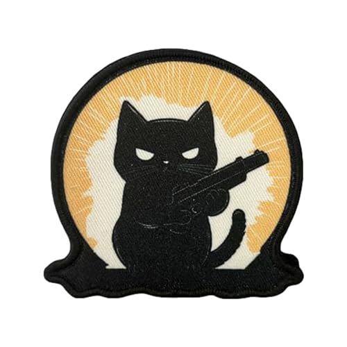 Katze Patches Klett Militär Fun Patch Hook and Loop Aufnäher Patches für Hüte, Rucksäcke, Jeans, Jacken von Ueiwffzo