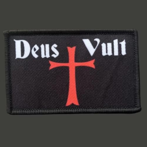 Klett Patch Militär, ‘Deus Vult ’Patches, Bestickte Aufnäher, Baseballkappe Jack Dekorativer Taktik Lustig Klettpatches von Ueiwffzo