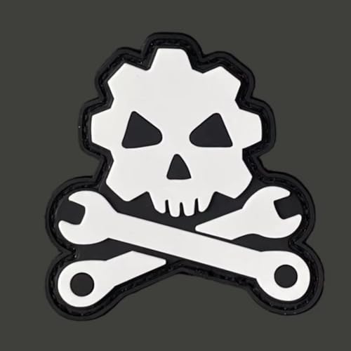 Klett Patch Militär, ‘Mechanischer Schädel’Patches, PVC Aufnäher, Baseballkappe Jack Dekorativer Taktik Lustig Klettpatches von Ueiwffzo