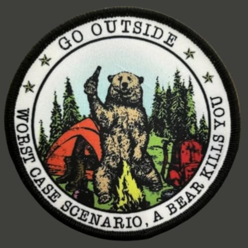 Klett Patch Militär, ‘Wald Camping Gefahr Warnung Wildbär’Patches, Bestickte Aufnäher Aufnäher, Baseballkappe Jack Dekorativer Taktik Lustig Klettpatches von Ueiwffzo