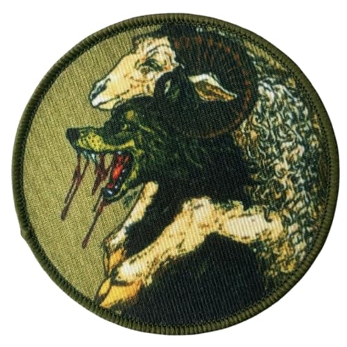 Klett Patches, 'Der bösartige Wolf und das lächelnde Schaf' Taktische Militär Abzeichen, Lustiger Stickerei Aufnäher, Moral-Patch für Taktische Kleidung Rucksack Baseballkappe Uniform Klett Patches, 'Der bösartige Wolf und das lächelnde Schaf' Taktische Militär Abzeichen, Lustiger Stickerei Aufnäher, Moral-Patch für Taktische Kleidung Rucksack Baseballkappe Uniform von Ueiwffzo