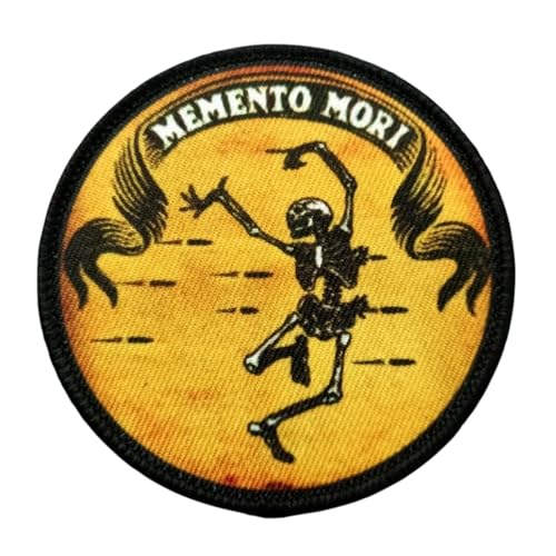 Klett Patches, 'MEMENTO MORI' Taktische Militär Abzeichen, Lustiger Stickerei Aufnäher, Moral-Patch für Taktische Kleidung Rucksack Baseballkappe Uniform Klett Patches, 'MEMENTO MORI' Taktische Militär Abzeichen, Lustiger Stickerei Aufnäher, Moral-Patch für Taktische Kleidung Rucksack Baseballkappe Uniform von Ueiwffzo