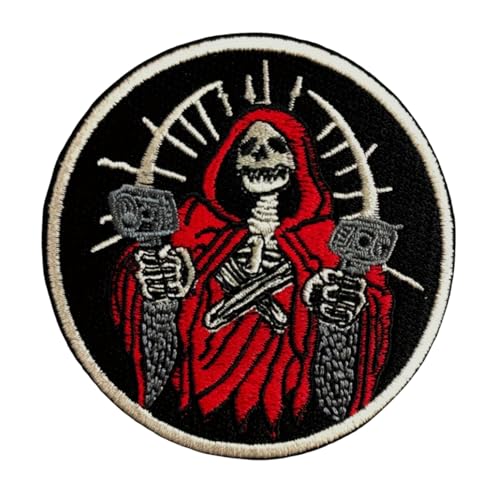 Klett Patches, Rotes Skelett Taktische Militär Abzeichen, Lustiger Stickerei Aufnäher, Moral-Patch für Taktische Kleidung Rucksack Baseballkappe Uniform von Ueiwffzo
