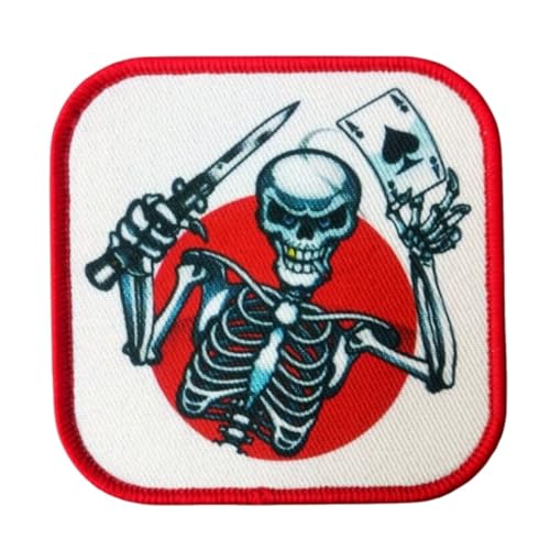 Klett Patches, 'Skelett mit Messer' Taktische Militär Abzeichen, Lustiger Stickerei Aufnäher, Moral-Patch für Taktische Kleidung Rucksack Baseballkappe Uniform von Ueiwffzo