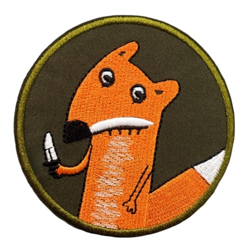 Klett Patches lustiger, 'Fuchs und Messer' Aufnäher mit Stickerei, Taktisch Militär Patch, Aufnäher für Taktische Kleidung Rucksack Baseballkappe Uniform von Ueiwffzo