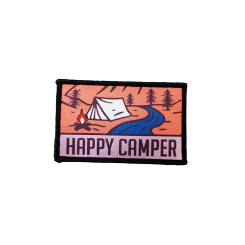 Klett Patches lustiger, 'Happy Camper' Aufnäher mit Stickerei, Taktisch Militär Patch, Aufnäher für Taktische Kleidung Rucksack Baseballkappe Uniform Klett Patches lustiger, 'Happy Camper' Aufnäher mit Stickerei, Taktisch Militär Patch, Aufnäher für Taktische Kleidung Rucksack Baseballkappe Uniform von Ueiwffzo