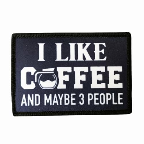 Klett Patches lustiger, 'I LIKE COFFEE' Aufnäher mit Stickerei, Taktisch Militär Patch, Aufnäher für Taktische Kleidung Rucksack Baseballkappe Uniform von Ueiwffzo