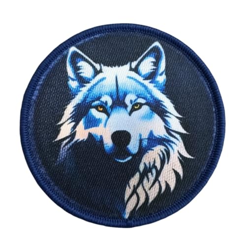 Klett Patches lustiger, Schöner Weißer Wolf Aufnäher mit Stickerei, Taktisch Militär Patch, Aufnäher für Taktische Kleidung Rucksack Baseballkappe Uniform von Ueiwffzo