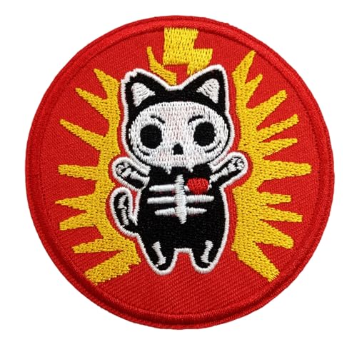 Klett Patches lustiger, Süße Skelettkatze Aufnäher mit Stickerei, Taktisch Militär Patch, Aufnäher für Taktische Kleidung Rucksack Baseballkappe Uniform Klett Patches lustiger, Süße Skelettkatze Aufnäher mit Stickerei, Taktisch Militär Patch, Aufnäher für Taktische Kleidung Rucksack Baseballkappe Uniform von Ueiwffzo