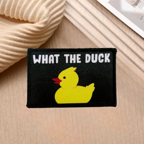 Klett Patches lustiger, 'What The Duck' Aufnäher mit Stickerei, Taktisch Militär Patch, Aufnäher für Taktische Kleidung Rucksack Baseballkappe Uniform von Ueiwffzo