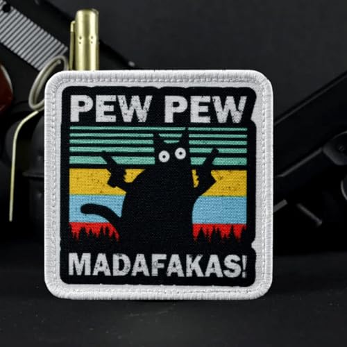 PEW PEW MADAFAKAS Cat Patches Klett Militär Patch Klett Schwarz Katze mit Pistole Aufnäher Patches Für Taktische Kleidung Rucksack Baseballkappe Uniform Weste Hundegeschirr,Regenbogen PEW PEW MADAFAKAS Cat Patches Klett Militär Patch Klett Schwarz Katze mit Pistole Aufnäher Patches Für Taktische Kleidung Rucksack Baseballkappe Uniform Weste Hundegeschirr,Regenbogen von Ueiwffzo