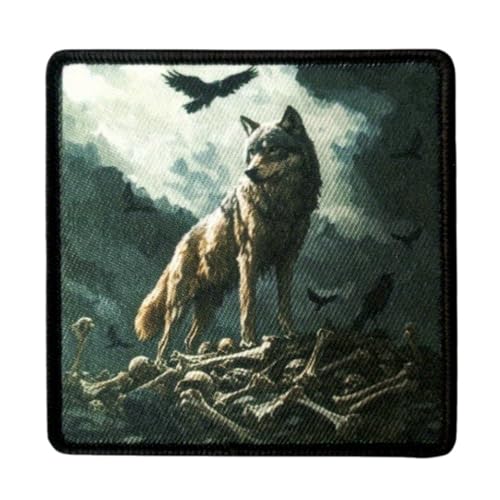 Patches Klett, 'Der Wolf auf den Knochen' Stickerei Aufnäher, Militär Aufkleber Abzeichen, Moral-Patch für Taktische Kleidung Rucksack Baseballkappe Unifo von Ueiwffzo