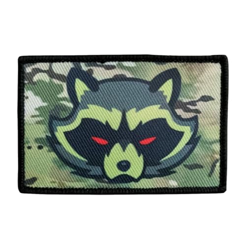 Patches Klett, Ernstiger Waschbär Stickerei Aufnäher, Militär Aufkleber Abzeichen, Moral-Patch für Taktische Kleidung Rucksack Baseballkappe Uniform von Ueiwffzo