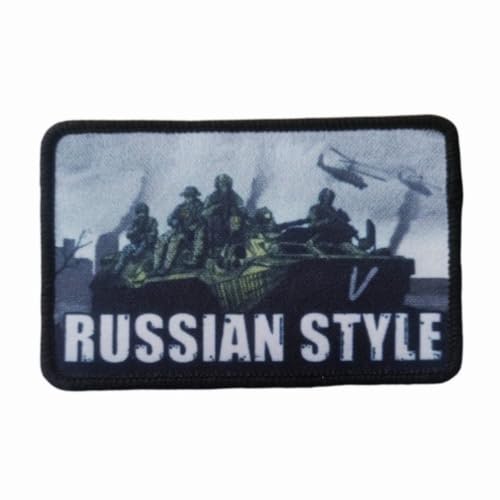 Patches Klett, 'RUSSIAN STYLE' Stickerei Aufnäher, Militär Aufkleber Abzeichen, Moral-Patch für Taktische Kleidung Rucksack Baseballkappe Uniform von Ueiwffzo
