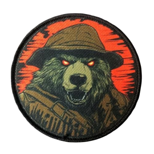 Patches Klett, Wütender Bär Stickerei Aufnäher, Militär Aufkleber Abzeichen, Moral-Patch für Taktische Kleidung Rucksack Baseballkappe Uniform von Ueiwffzo