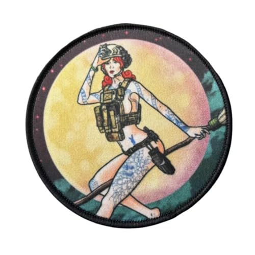 Patches Klett Militär Fun Taktischer Patch Für Taktische Kleidung Rucksack Baseballkappe Weste Hundegeschirr (Taktische Hexe) von Ueiwffzo