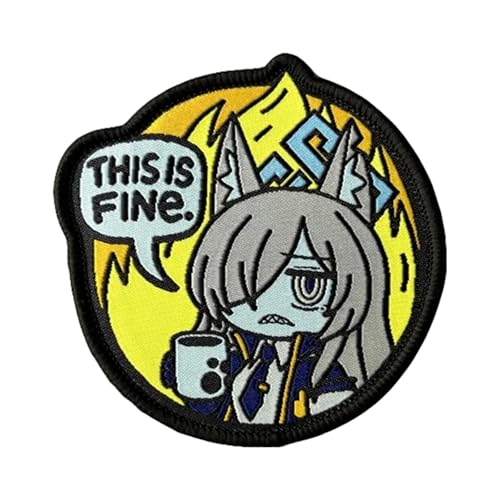 THIS IS FINE Lustig Patches Stickerei Klett Patch Klett Patches für Kappen, Rucksäcke, Kleidung, Westen, Militäruniformen THIS IS FINE Lustig Patches Stickerei Klett Patch Klett Patches für Kappen, Rucksäcke, Kleidung, Westen, Militäruniformen von Ueiwffzo
