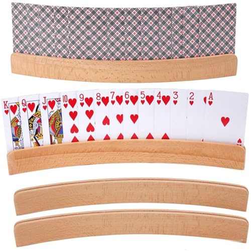 Ueiwffzo 4 Stück Kartenhalter Kinder, Spielkartenständer 33cm, Spielkarten Freisprech Holz, Spielkartenhalter Befreien Sie Ihre Hände, für Kinder, Erwachsen, Senioren von Ueiwffzo