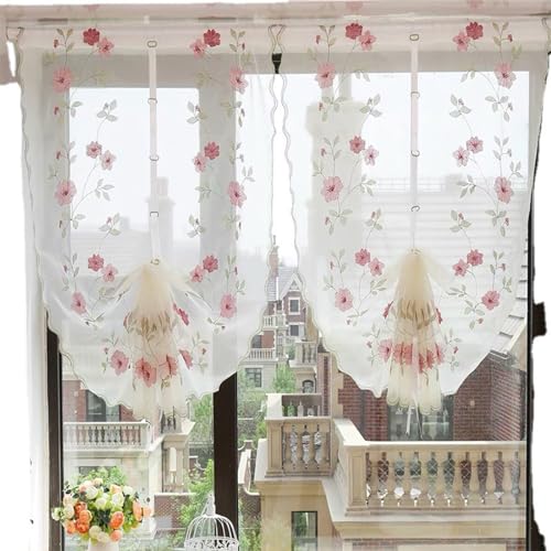 Ueiwffzo Gardinen Vorhang Stickerei Tüll Gänseblümchen Gardine Spitze Vorhang Voile Fenstergardinen für Wohnzimmer Schlafzimmer Dekoration (80x130cm) von Ueiwffzo
