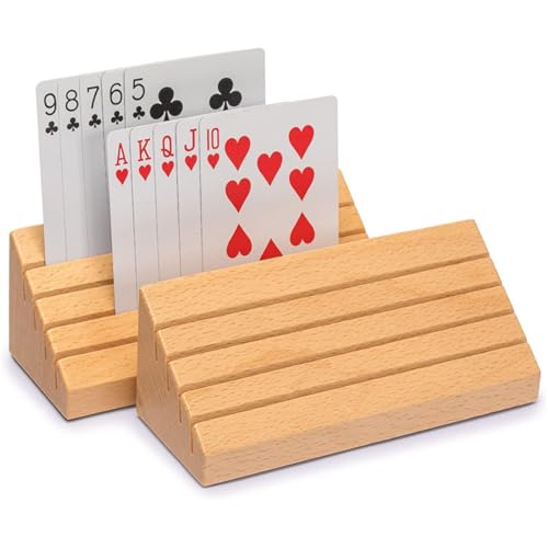 Ueiwffzo Kartenhalter Kinder, Kartenhalter Spielkarten, 25 * 8 * 6CM Spielkartenhalter Holz, Kartenhalter Spielkarten Freisprech Spielkartenständer für Kinder Erwachsen Senioren von Ueiwffzo