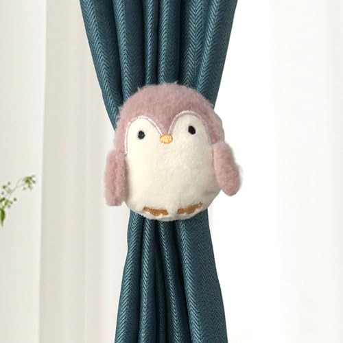 Ueiwffzo Raffhalter Boho Vorhanghalter,2 Stück Vorhang Raffhalter Gardinenhalter Tiebacks Vorhang Clips Gardinenklammern für Vorhänge Gardinen Deko (Pinguin Rosa) von Ueiwffzo