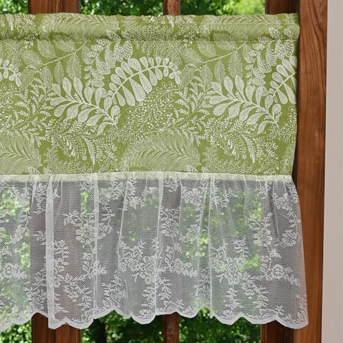 Ueiwffzo Scheibengardinen Landhausstil Kurzgardine, Gardine Grüne Blätter Vorhänge, Kurzgardinen für Cafe Küche Tür Korridor 1 Stück (BxH 140x60cm) von Ueiwffzo