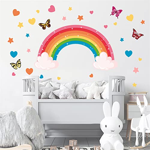 Ueiwffzo Wandsticker Kinderzimmer, Wandtattoo Babyzimmer Regenbogen Schmetterling Herzen Wandaufkleber, Wandsticker für Kinderzimmer Kinder Jungen Mädchen Ueiwffzo Wandsticker Kinderzimmer, Wandtattoo Babyzimmer Regenbogen Schmetterling Herzen Wandaufkleber, Wandsticker für Kinderzimmer Kinder Jungen Mädchen von Ueiwffzo