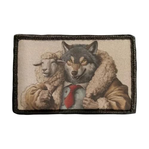 Wolf und Schaf Patches Klett Militär Lustiger Aufnäher zum Aufnähen Fun Patch für Hüte, Rucksäcke, Jeans, Jacken von Ueiwffzo