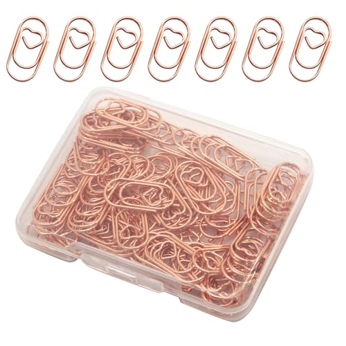 Uenhoy Büroklammern in Herzform, 100 Stück, Rotgold, 1,9 cm, kleine Büroklammern, Mini-Weißblech-Papierklemmen für Büro, Schule, Schreibtisch-Organizer Uenhoy Büroklammern in Herzform, 100 Stück, Rotgold, 1,9 cm, kleine Büroklammern, Mini-Weißblech-Papierklemmen für Büro, Schule, Schreibtisch-Organizer von Uenhoy