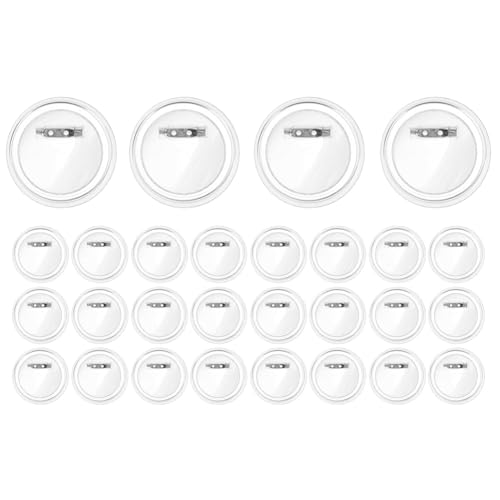 Uhidka 28 Stück Fotoknöpfe, 7,6 cm, Transparente Knopfnadeln, Großpackung für Bilder, Benutzerdefinierte Leere Knopfnadeln, Set Zur Herstellung Von Acrylknöpfen von Uhidka