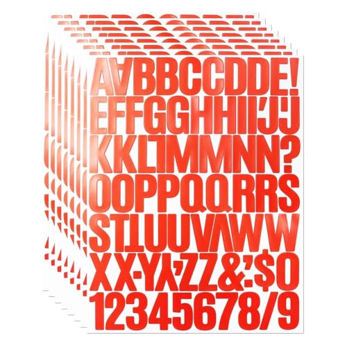 Uhidka Alphabet -Aufkleber 1,5 Buchstabe 8 Blätter 576 Stücke Kleberabziehbildern für Scrapbooking Rot von Uhidka