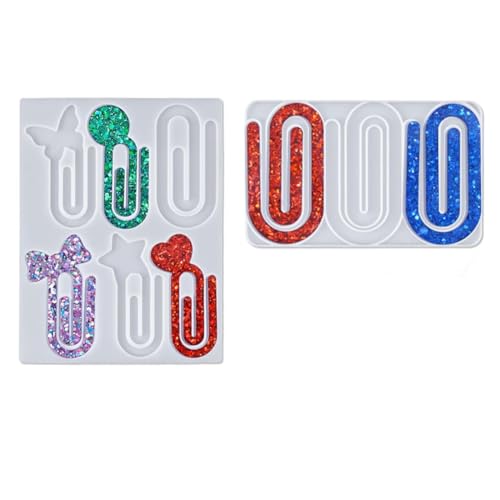 Uhidka Silikonform für Epoxidharz-Lesezeichen 9-Cavity Paperclip Form Lesezeichen Clips Form von Uhidka