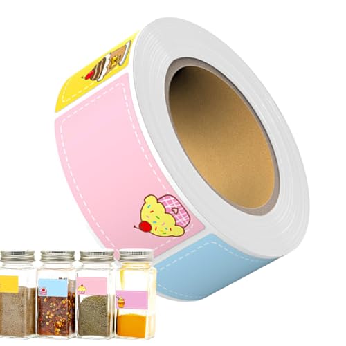 Uhngw Farbige Etiketten – 280 Stück pro Rolle, wasserdichte Kuchen-Datei-Aufkleber, selbstklebend, hell, rechteckig, Namensschilder für Handwerk, Geschäft, Schule, Klassenzimmer von Uhngw