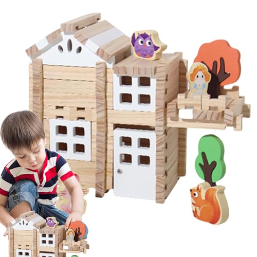 Uhngw Holzklötze für Kinder, 3D-Holzpuzzle, Interaktives Einsteck- und Zapfenbauset, Holzbausatz, Hausbauspielzeug, Lern- und Bildungsspielzeug für Kinder Uhngw Holzklötze für Kinder, 3D-Holzpuzzle, Interaktives Einsteck- und Zapfenbauset, Holzbausatz, Hausbauspielzeug, Lern- und Bildungsspielzeug für Kinder von Uhngw