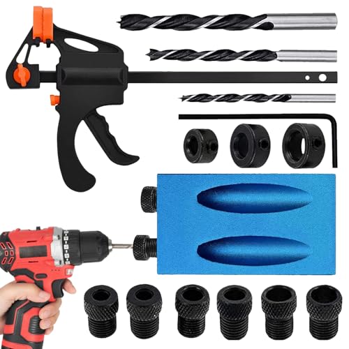 Uhngw Pocket Hole Jig Set | 15-Grad Zapfenloch-Schablone Für Holzbearbeitung - Präzisions-Bohrvorrichtung Für Möbelbau Schränke Zimmerei Eckverbindungen Uhngw Pocket Hole Jig Set | 15-Grad Zapfenloch-Schablone Für Holzbearbeitung - Präzisions-Bohrvorrichtung Für Möbelbau Schränke Zimmerei Eckverbindungen von Uhngw