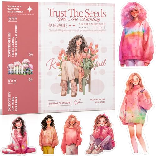 Animated Beautiful Female Theme Washi-Sticker Set für Scrapbooking & Tagebuch - 50 Bögen Vintage Journaling Sticker (TZ-005-007) von Uideyvi
