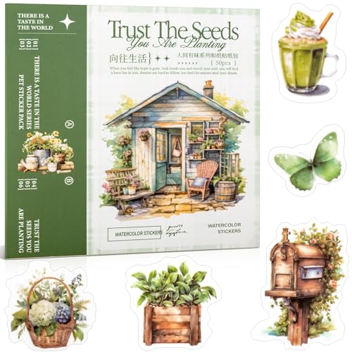 Beautiful Garden Theme Washi-Sticker Set für Scrapbooking & Junk Journal - 50 Bögen Vintage Journaling Sticker (TZ-005-005) von Uideyvi