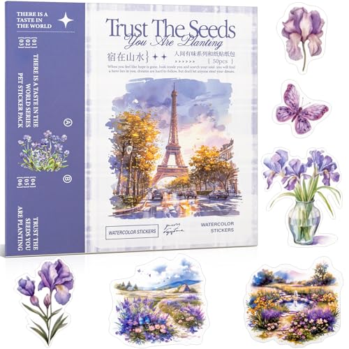 Colorful Landscape Theme Washi-Sticker Set für Scrapbooking & Junk Journal - 50 Bögen Vintage Journaling Sticker (TZ-005-006) von Uideyvi