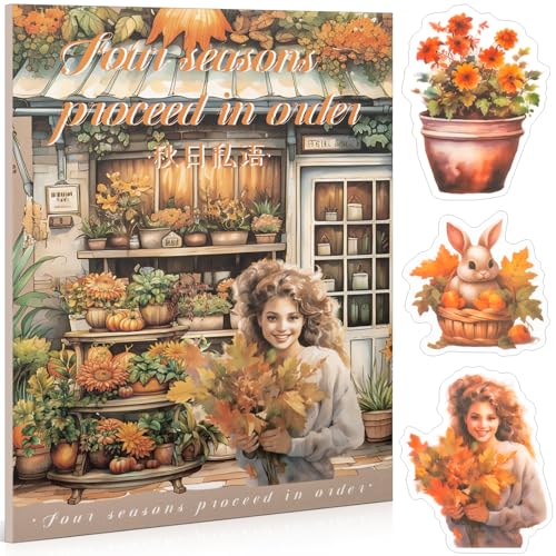 Herbst-Motiv Sticker-Set für Scrapbooking & Journaling - 20 Bögen Vintage PET-Aufkleber (TZ-006-003) von Uideyvi
