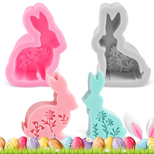 UieaMsio 2 Stück Osterhase Silikonform, Ostern Hase Silikonformen Gießformen, 3D Kaninchen Gießform Ostern, Osterhase Silikonform für Gips, Sojawachs Kerzen, Handwerk, Ostergeschenke UieaMsio 2 Stück Osterhase Silikonform, Ostern Hase Silikonformen Gießformen, 3D Kaninchen Gießform Ostern, Osterhase Silikonform für Gips, Sojawachs Kerzen, Handwerk, Ostergeschenke von UieaMsio