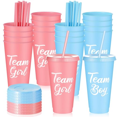 Uiifan 16 Stück Hartplastikbecher zum Enthüllen, Partybecher mit Deckel und Trinkhalmen, wiederverwendbar, 680 ml, Partyzubehör Uiifan 16 Stück Hartplastikbecher zum Enthüllen, Partybecher mit Deckel und Trinkhalmen, wiederverwendbar, 680 ml, Partyzubehör von Uiifan